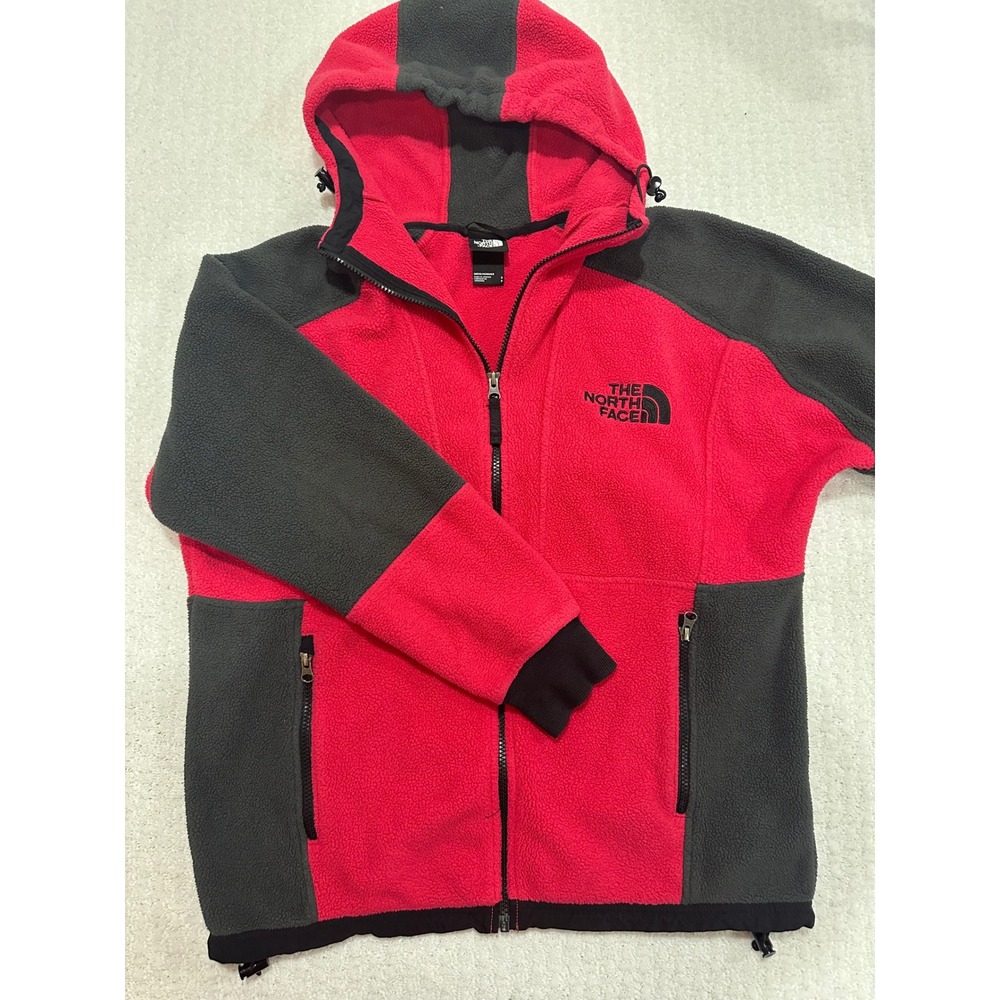 Vintage North Face Rage Fleece Hoodie Full Zip Red Size Small Fits Like Large